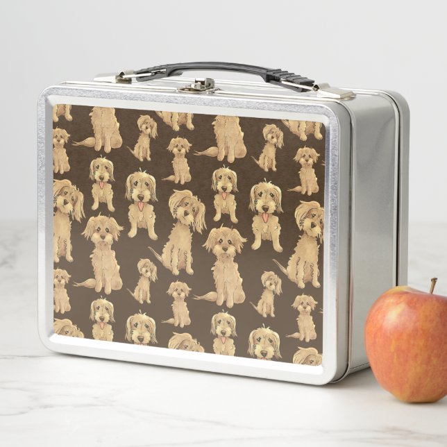 Lunch Box Motif de chien Brown labradoodle doré (En situation)
