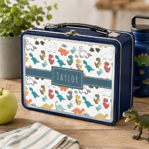 Lunch Box Motif de dinosaure coloré mignon Nom des enfants