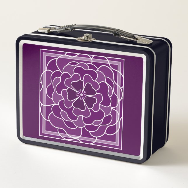 Lunch Box Motif de fleurs abstraites violet foncé (Devant)