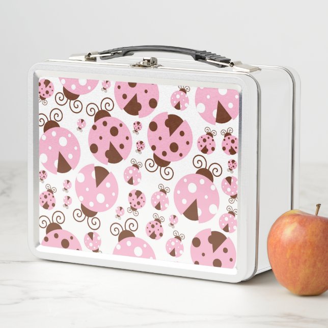 Lunch Box Motif De Ladybugs, Mignons Ladybugs, Pink Ladybugs (En situation)