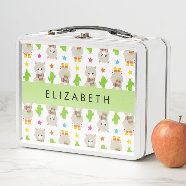 Lunch Box Motif De Llamas, Alpacas, Cactus, Votre Nom (En situation)