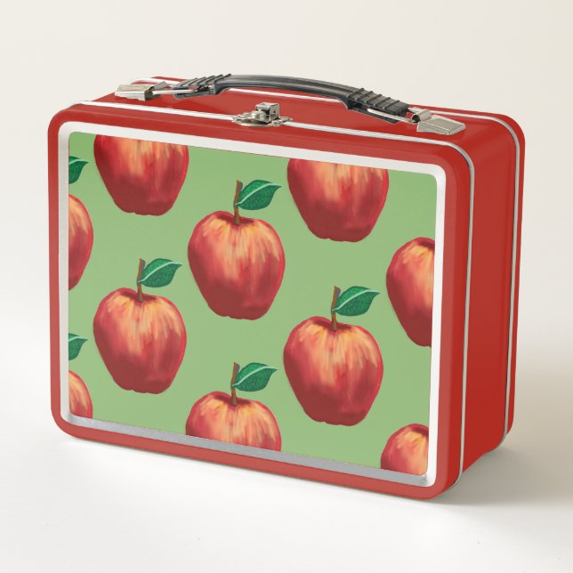 Lunch Box Motif de pommes rouges mûres sur arrière - plan ve (Devant)