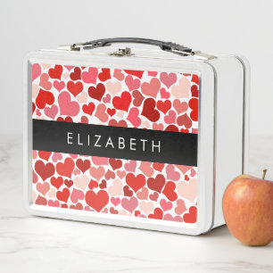 Lunch Box Motif Des Coeurs, Coeurs Rouges, Amour, Votre Nom