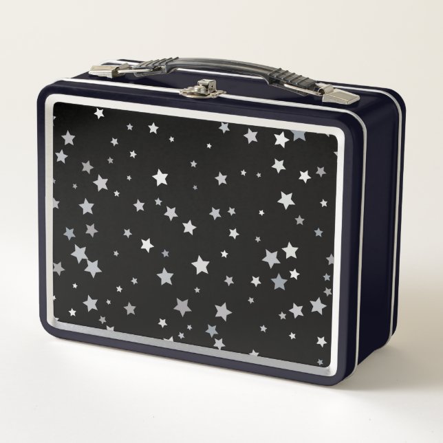 Lunch Box Motif des étoiles d'argent mignonnes | Toute coule (Devant)
