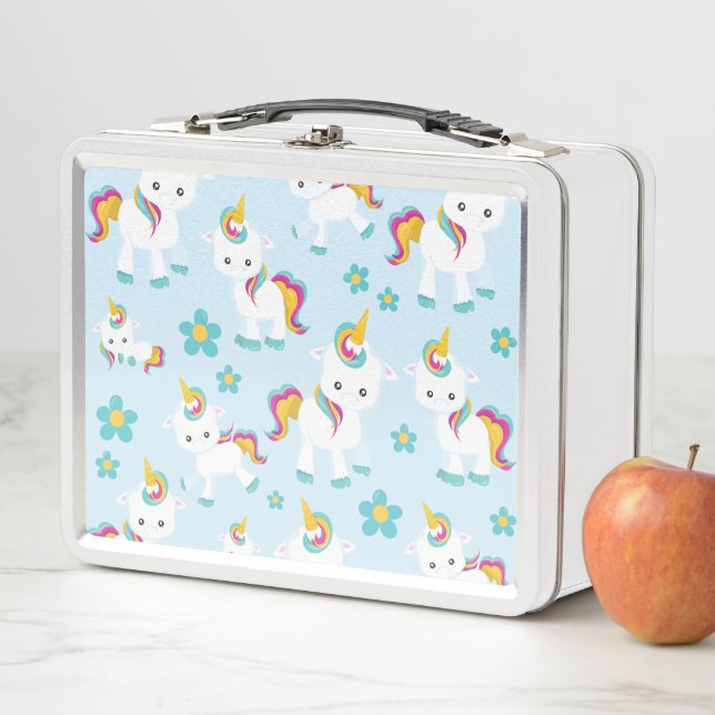 Lunch Box Motif D'Unicornes, De Mignons Unicornes, Fleurs (En situation)