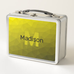 Lunch Box Motif en maille géométrique gris foncé jaune