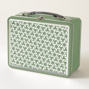 Lunch Box Motif Etoile Géométrique Vert Et Blanc