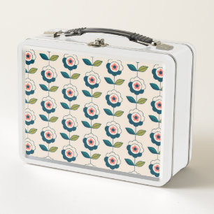 Lunch Box Motif floral de rétro turquoise