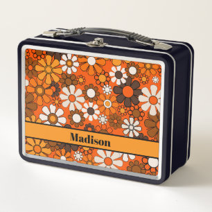 Lunch Box Motif floral rétro groovy personnalisé des années 