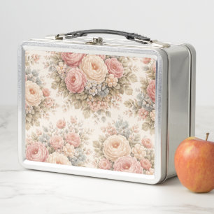 Lunch Box Motif floral Rose Vintage Élégant Pastel