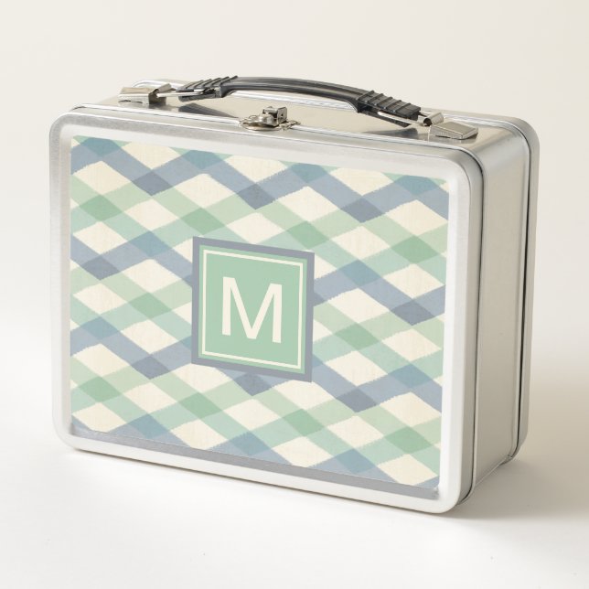 Lunch Box Motif géométrique en pastel du monogramme | (Devant)