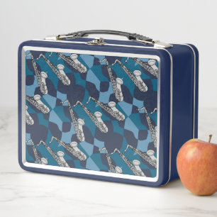 Lunch Box Motif gris saxophone