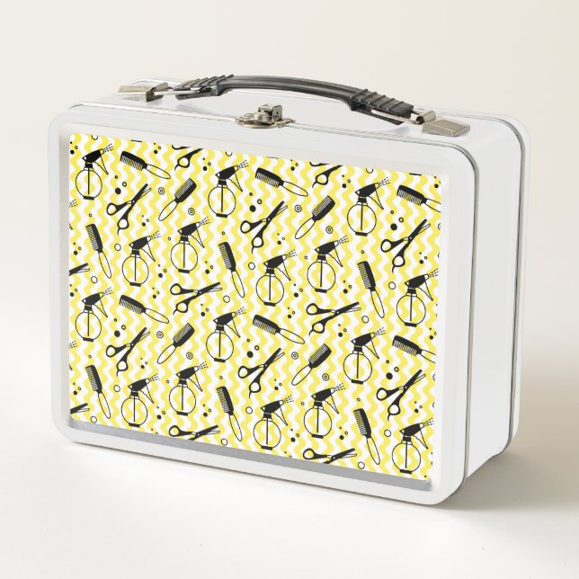 Lunch Box Motif jaune d'outil de coiffeur (Devant)