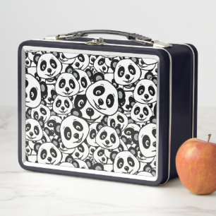 Lunch Box Motif moderne d'ours panda mignon en noir et blanc