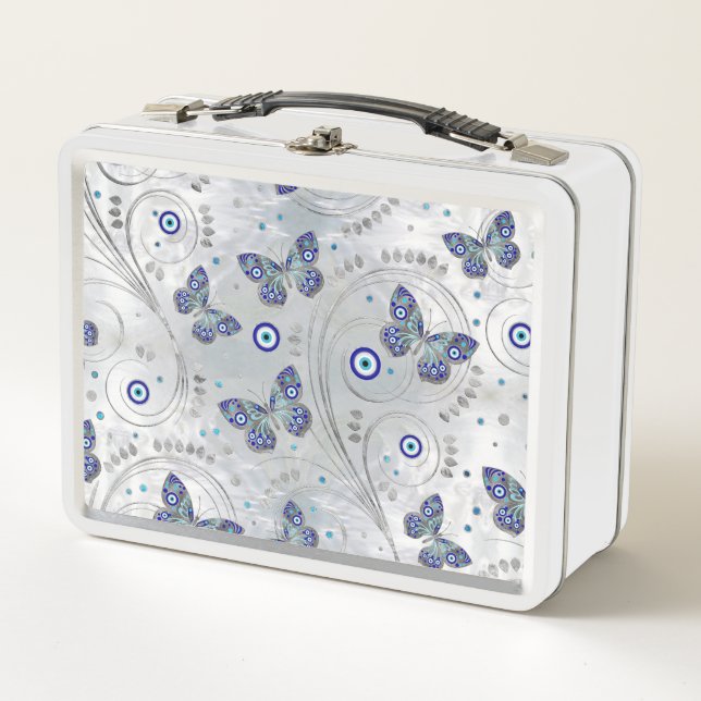 Lunch Box Motif oculaire des papillons sur perle (Devant)