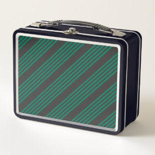Lunch Box Motif rayé de la forêt verte et du charbon de bois