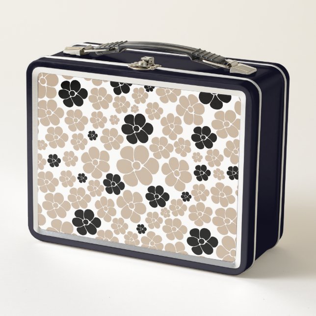 Lunch Box Motif tendance en Taupe, noir et blanc (Devant)