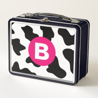 Lunch Box Motif vache fantaisiste rose monogramme