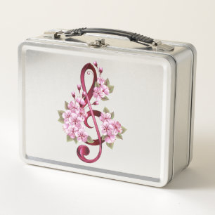 Lunch Box Musical treble clef notes with sakura flowers