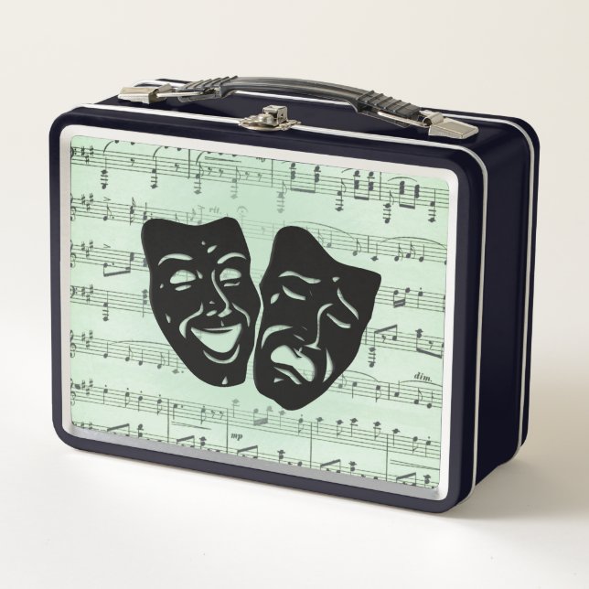 Lunch Box Musique verte et masques grecs de théâtre (Devant)