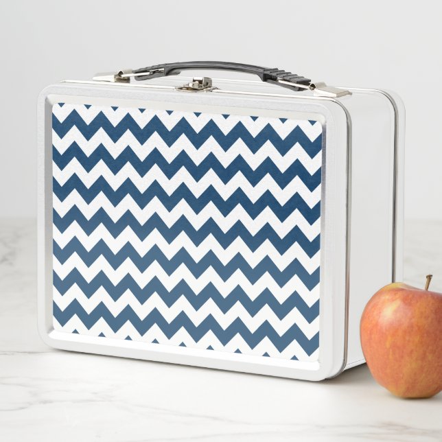 Lunch Box Navy Zigzag, Navy Chevron, Motif géométrique (En situation)