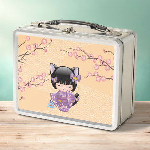 Lunch Box Neko Kokeshi Poupée - Cat Ears Geisha Girl