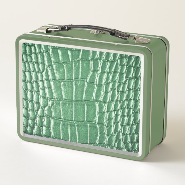 Lunch Box New! Green Faux Leather (Dos)