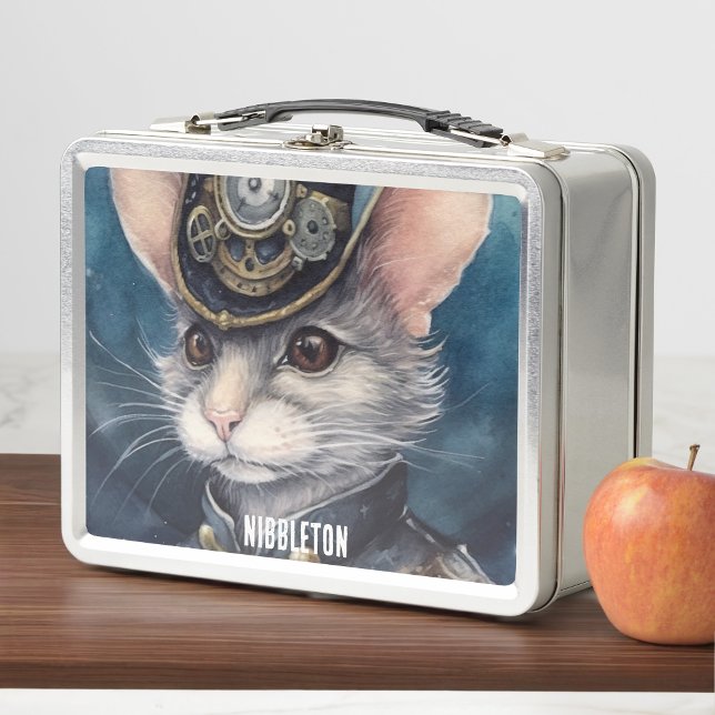 Lunch Box Nibbleton Steampunk cat nom personnalisé (Créateur téléchargé)
