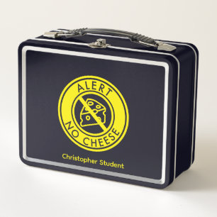 Lunch Box NO FROMAGE Allergy Alert & Name Métal Lunette Box