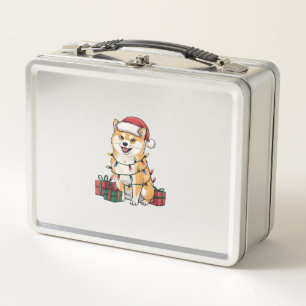 Lunch Box Noël Éclairage Santa Hat Shiba Inu Chien Noël