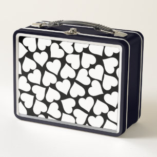 Lunch Box Noir et blanc mignon Motif de coeur simple