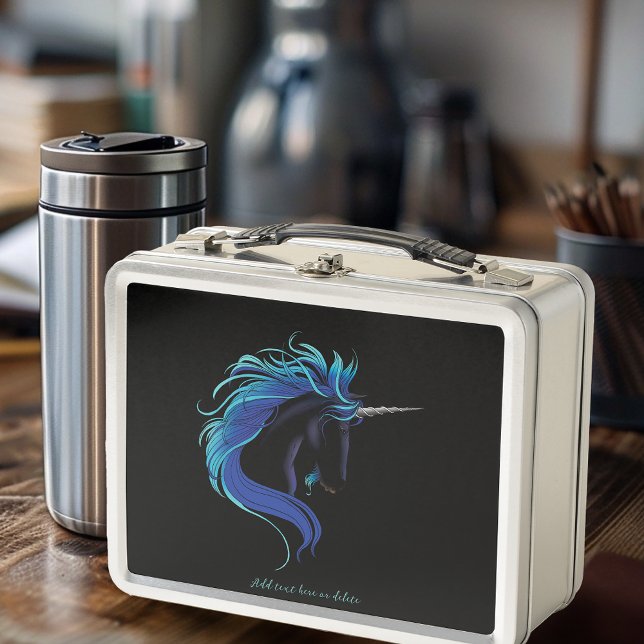 Lunch Box Noir Unicorne Bleu argent (Créateur téléchargé)
