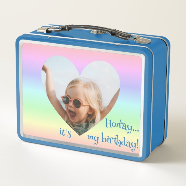 Lunch Box Nom d'anniversaire mignon Photo Pastel Arc-en-ciel (Dos)
