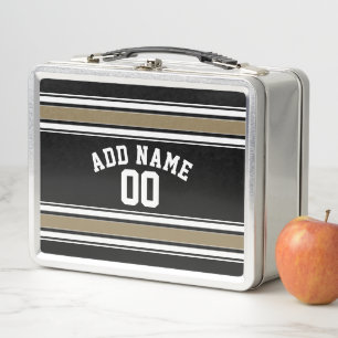 Lunch Box Nom du maillot sport noir et or - Can EDIT Color