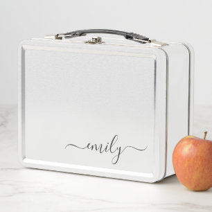 Lunch Box Nom du monogramme blanc noir moderne