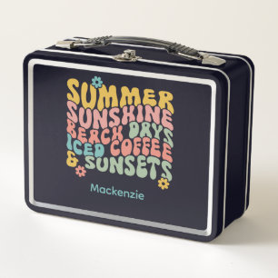 Lunch Box Nom du monogramme rose d'été Super