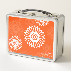 Lunch Box Nom floral minimaliste de marguerite orange