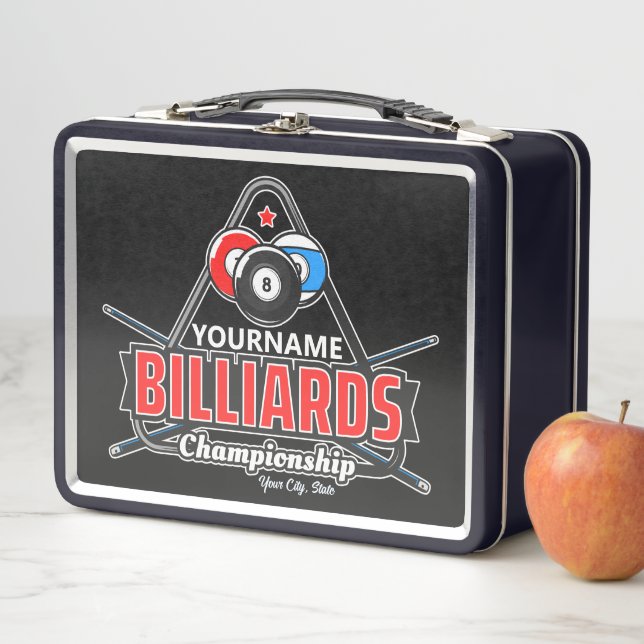 Lunch Box NOM Personnalisé Billard 8 Ball Pool Cue Rack (En situation)