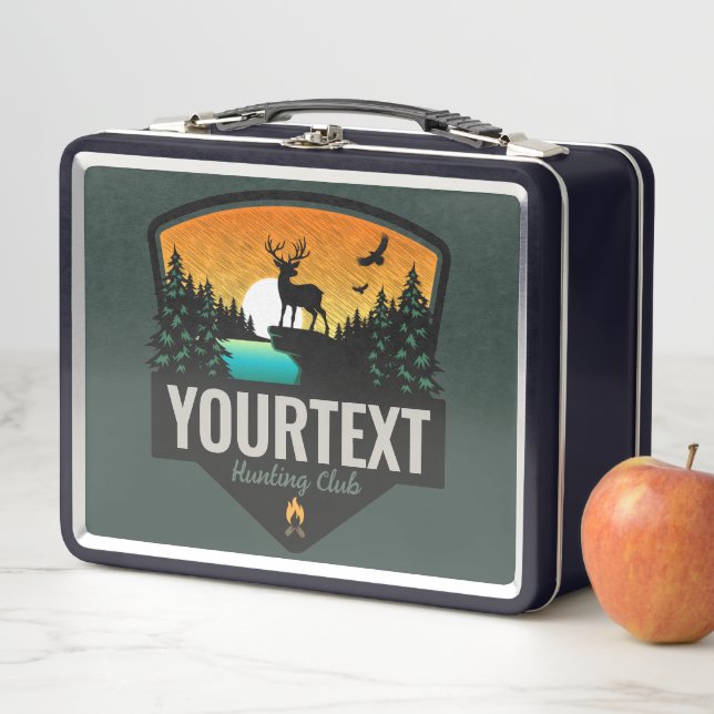 Lunch Box NOM personnalisé Chasse aux wapitis Coucher de sol (En situation)
