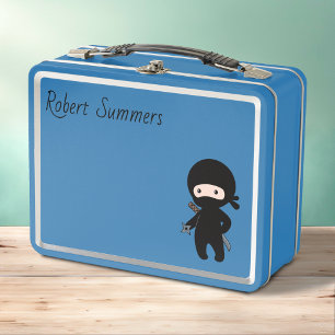 Lunch Box Nom personnalisé du minuscule Ninja sur bleu