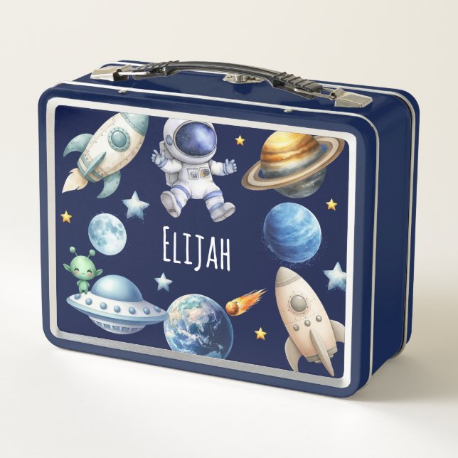 Lunch Box Nom personnalisé Espace astronaute Retour à l'écol (Dos)