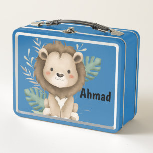 Lunch Box Nom personnalisé Lion & Feuille