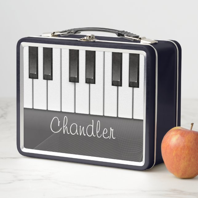Lunch Box NOM personnalisé Pianist Piano Keys professeur de  (En situation)