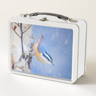 Lunch Box Nuthatch à poitrine rouge Peinture d'art original 
