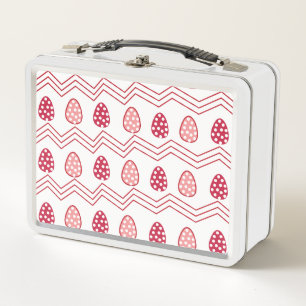 Lunch Box Œufs de Pâques roses rouges Motif de Pâques