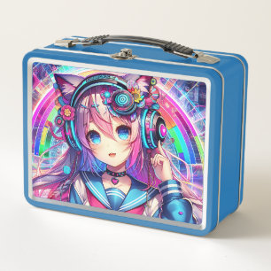 Lunch Box Oeuvre colorée Glitchcore Anime Girl