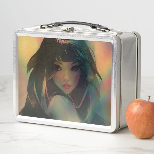 Lunch Box Oeuvre d'Anime Girl entourée de Rainbow Light (En situation)