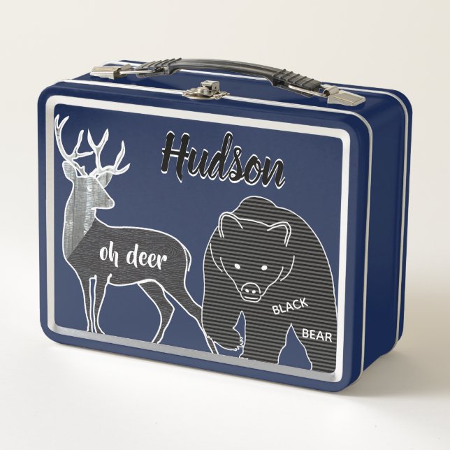 Lunch Box Oh Deer Black Bear Retro Typographie Citations (Devant)