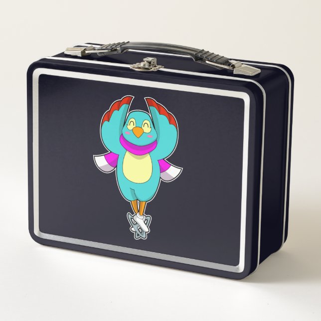 Lunch Box Oiseau au patinage sur glace avec patins sur glace (Devant)