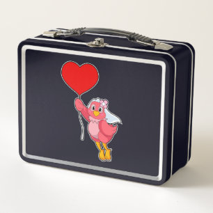 Lunch Box Oiseau en mariée avec Voile et Balloon Coeur